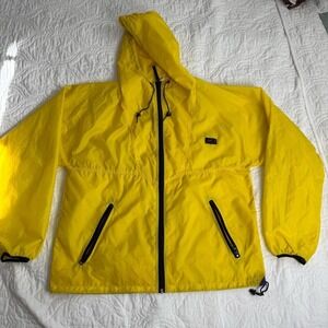 Helly Hanson Full Zip Up Nylon Unisex Hooded Rain Jacket Yellow‎ Men's Large EUC